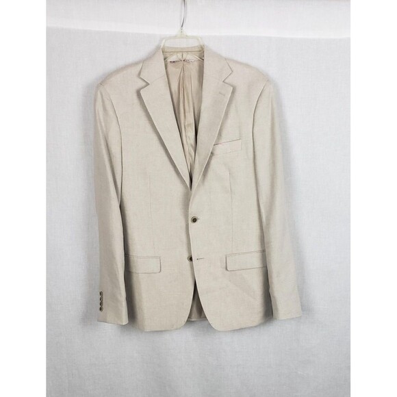 Robert Graham Blazer Mens 40R Beige Linen Modern Fit Sport Coat Paisley Lining - Picture 2 of 12